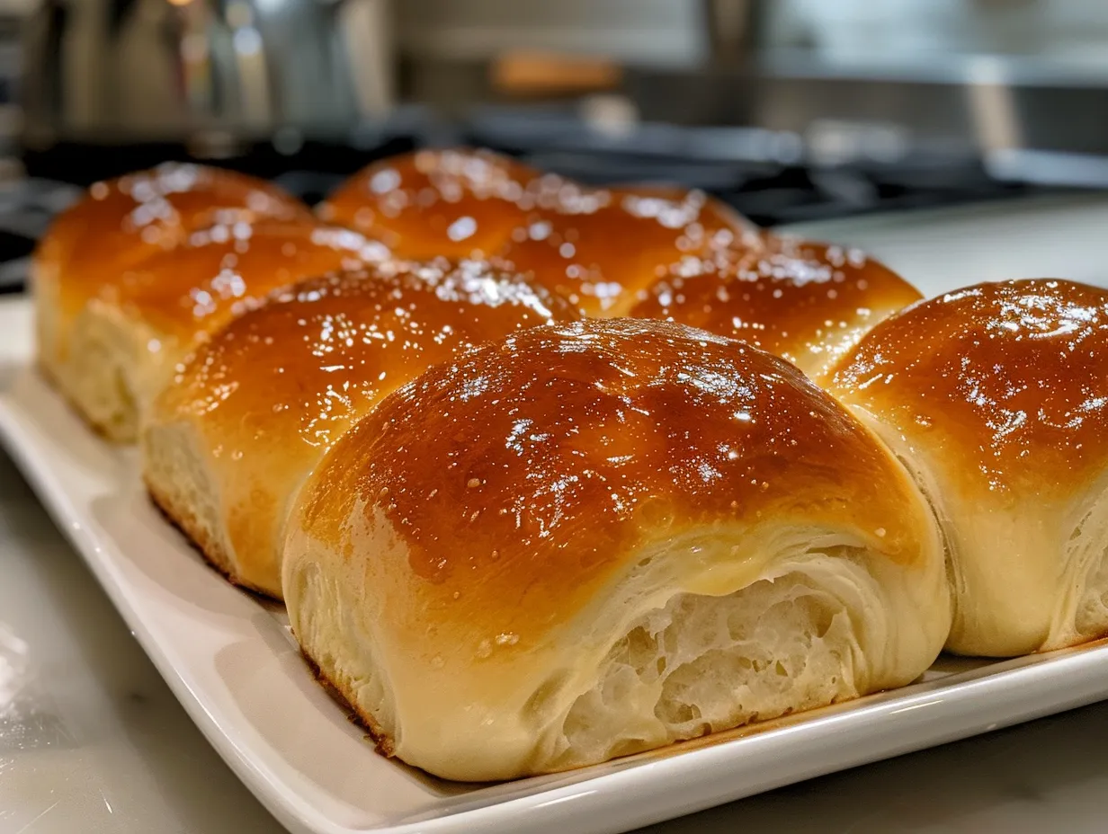 Golden brown sweet potato rolls fresh out of the oven