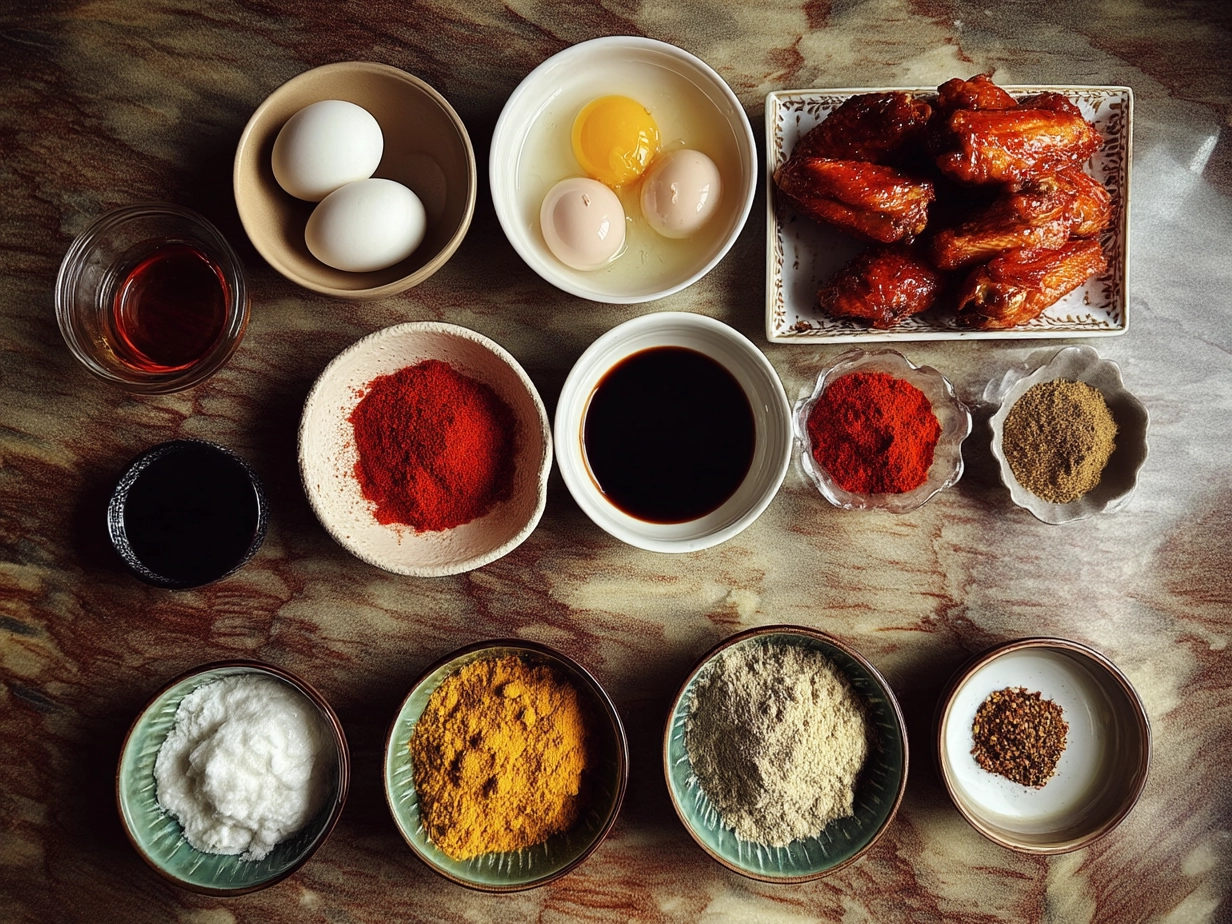 Ingredients for baked sweet chili wings