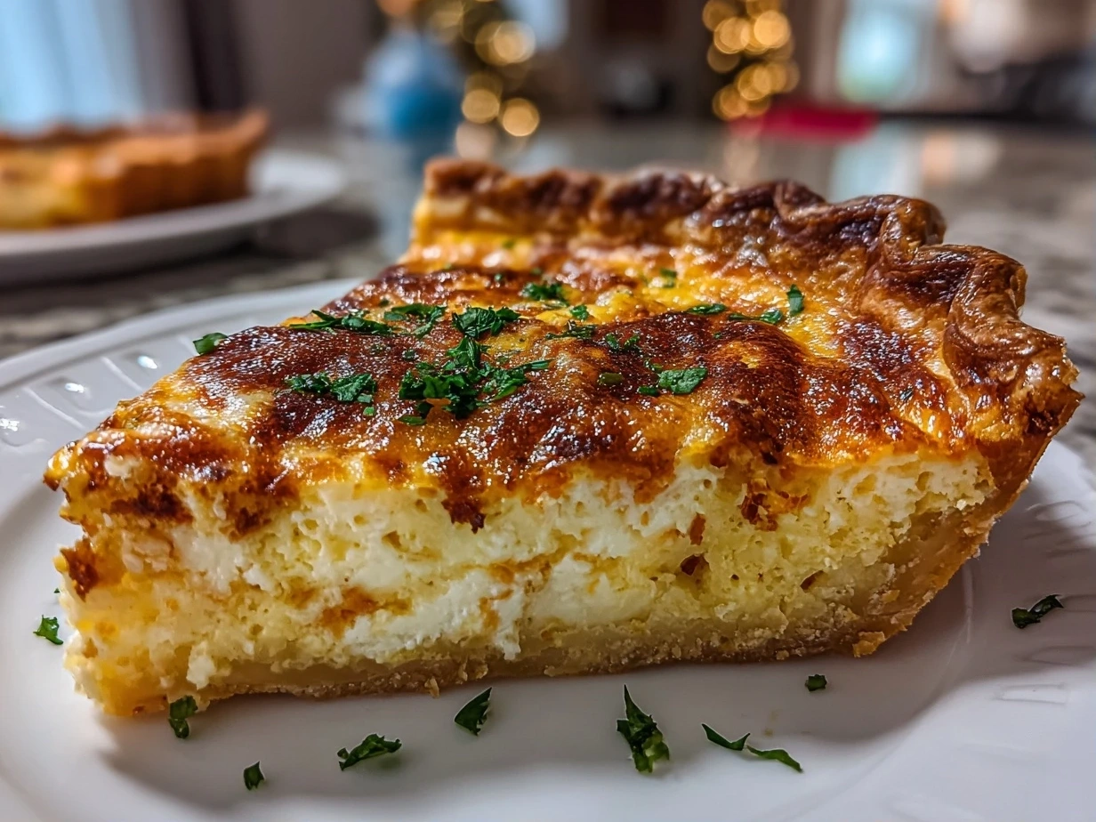 Beautiful Christmas Morning Quiche Close-Up