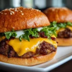 Close-up of Cheddar Jalapeño Burger