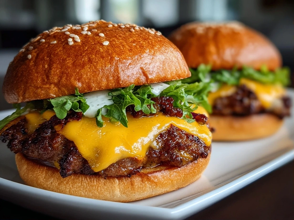 Close-up of Cheddar Jalapeño Burger