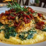 Close-up of Creamy Tuscan Chicken plated beautifully