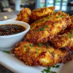 Close-up of Crispy Chicken Tenders with Dipping Sauce