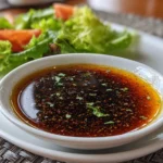 Close-up of freshly prepared balsamic vinaigrette