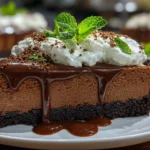 Close-up of freshly prepared Chocolate Mint Pie