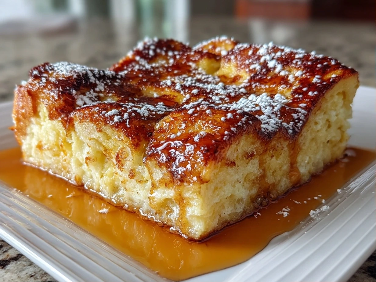 Close-up of freshly prepared French Toast Bake