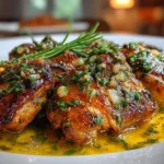 Close-up of Garlic Butter Chicken Thigh Skillet