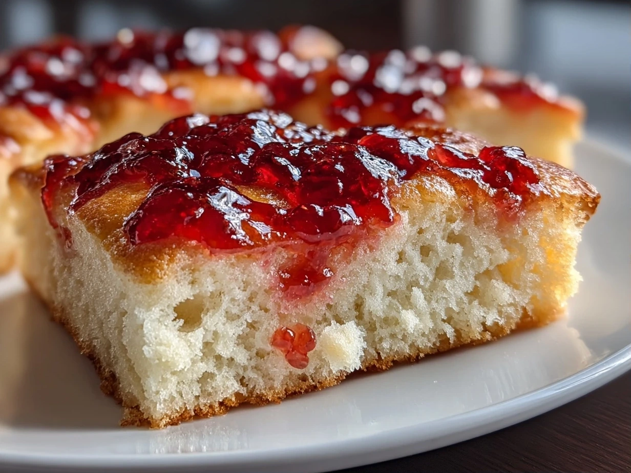 Close-up of homemade jam donut focaccia