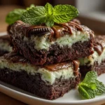 Close-up of Mint Oreo Brownies