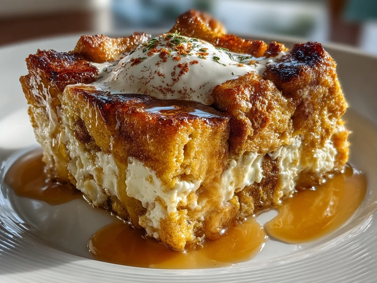 Close-up of Pumpkin Spice French Toast Casserole