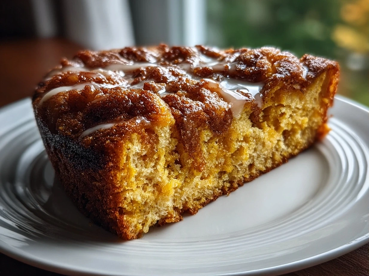 Close-up slight angle of freshly prepared Butternut Squash-Apple Coffee Cake