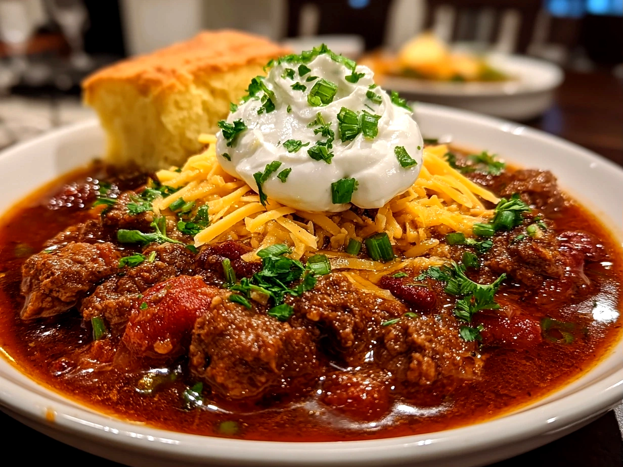 Comforting slow cooker chili close-up