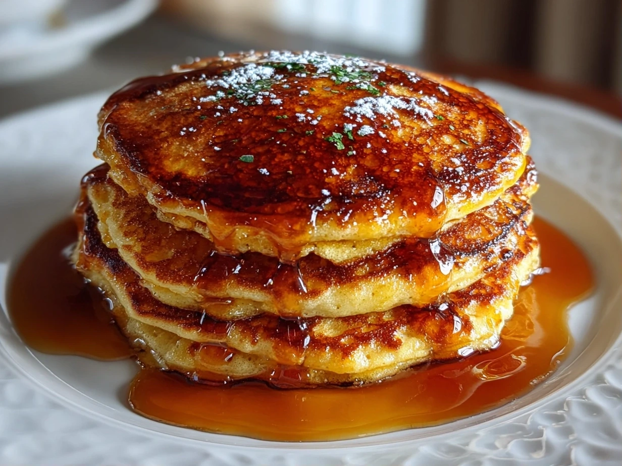 Cozy homemade Pumpkin Spice Pancakes on white plate