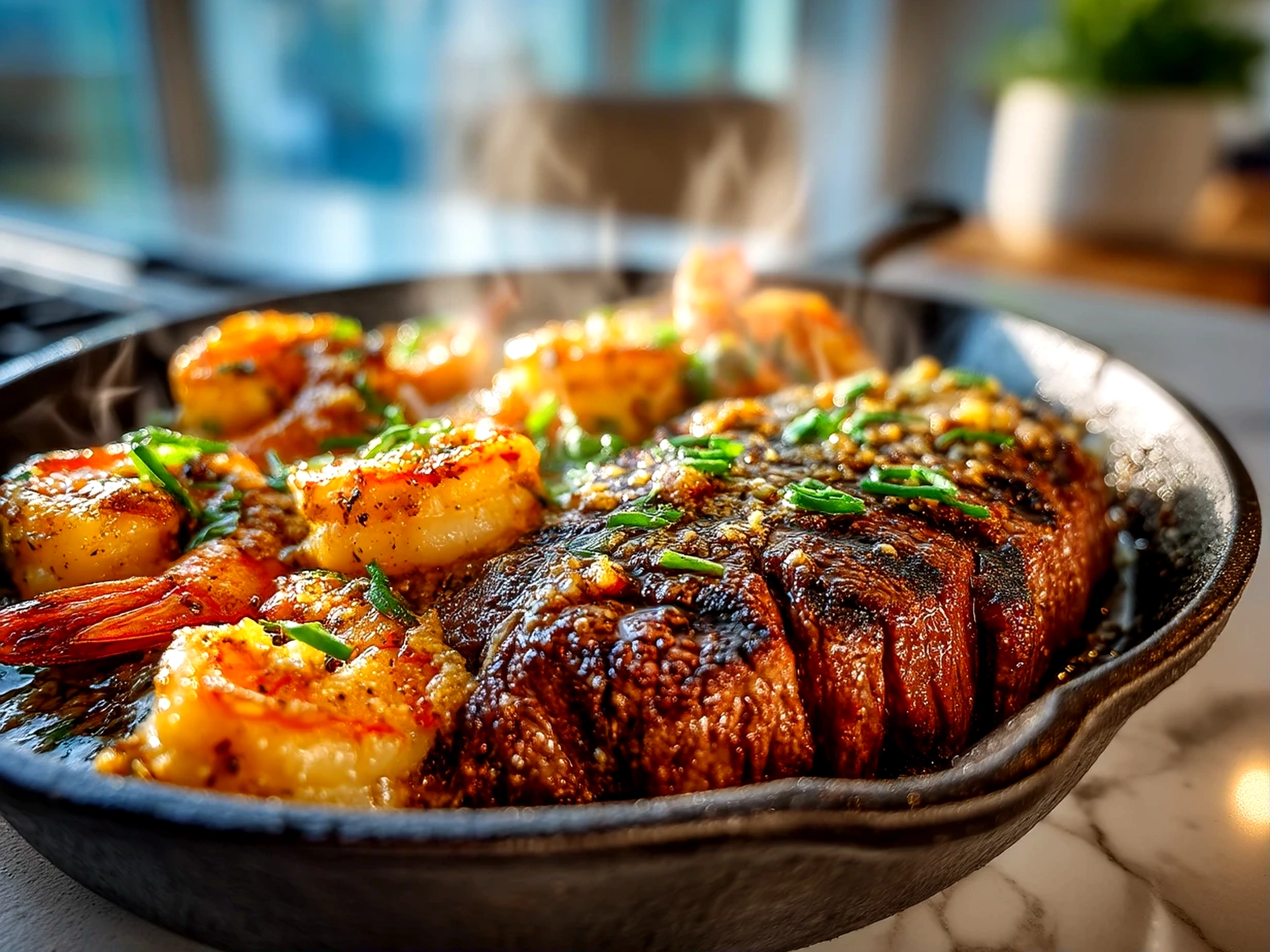 Delicious Steak And Shrimp Surf and Turf
