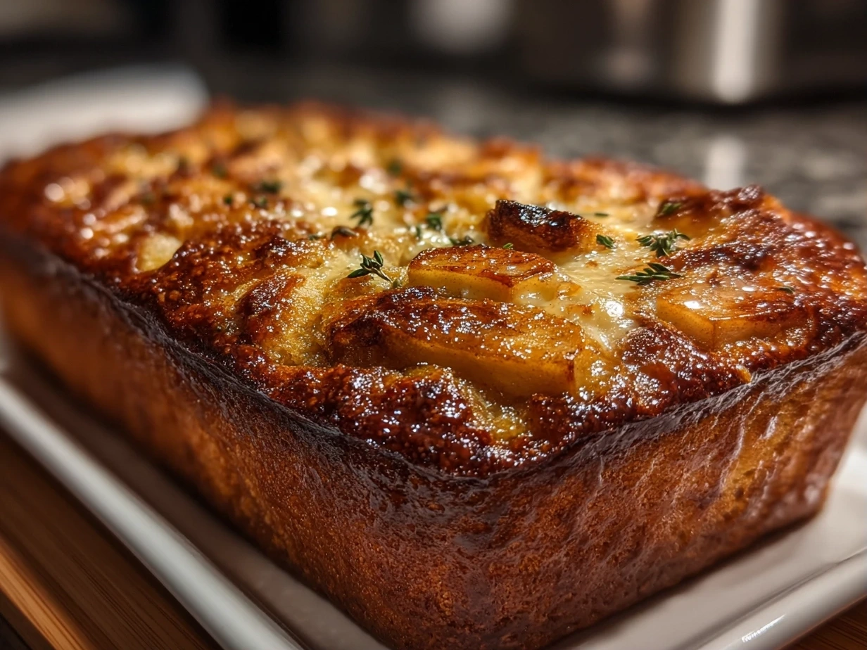 Close-up of finished Ginger-Spiced Apple Holiday Bake showing golden crumble topping and tender baked apples