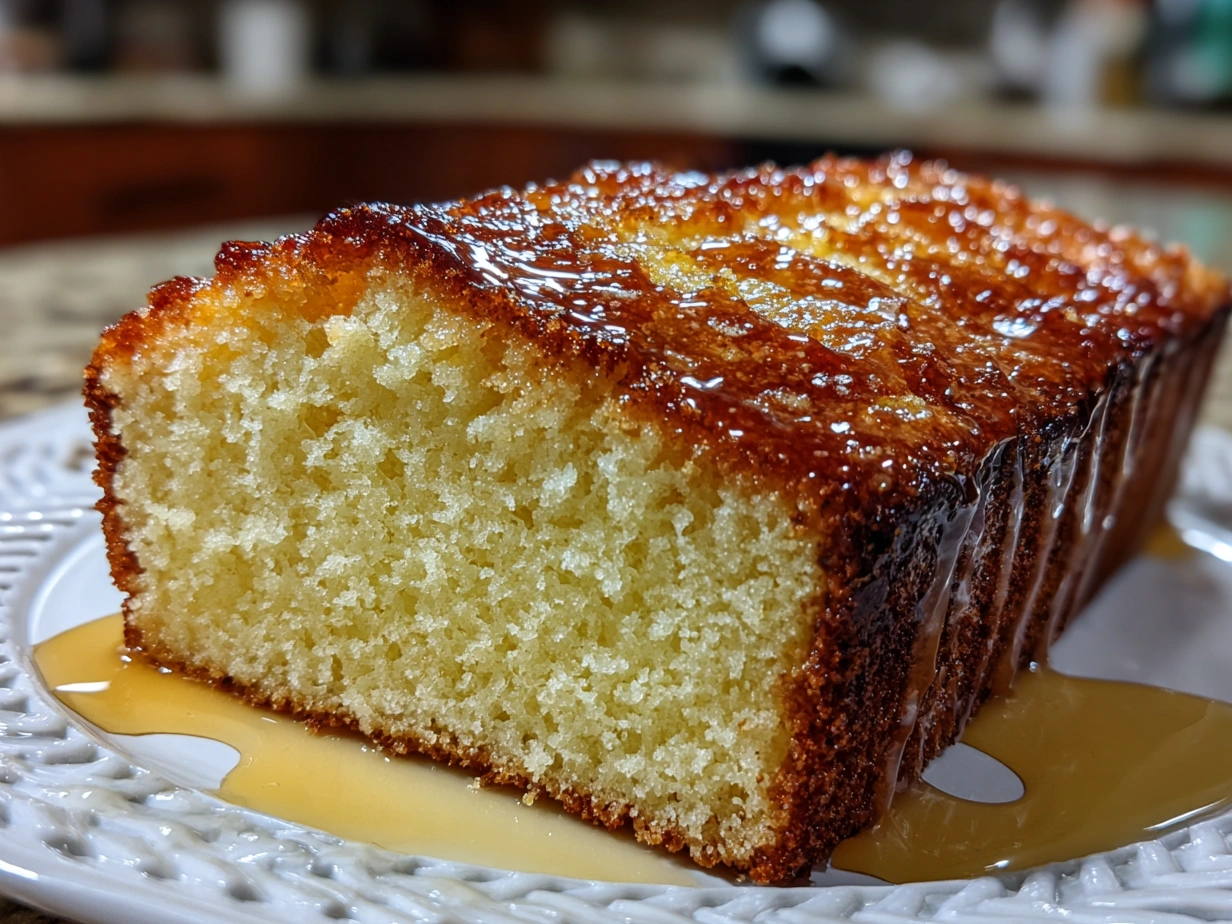 Finished French Butter Cake on a plate ready to serve