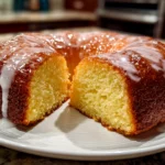 freshly baked Southern Lemon Cake on white plate