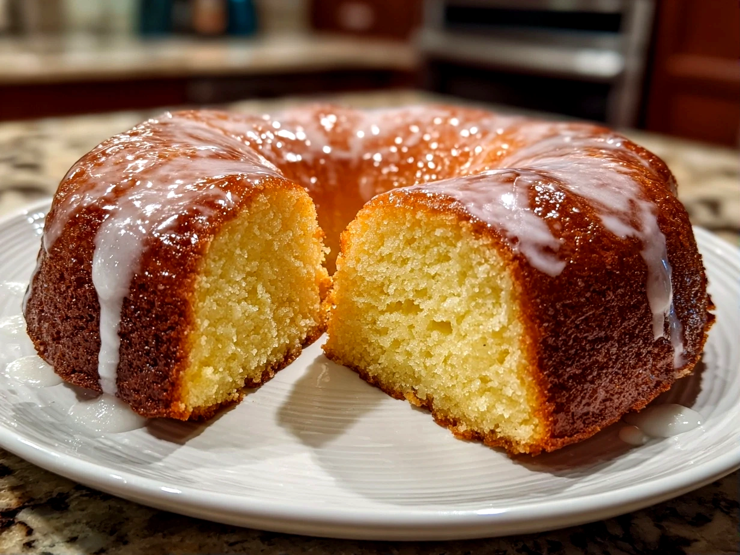 freshly baked Southern Lemon Cake on white plate
