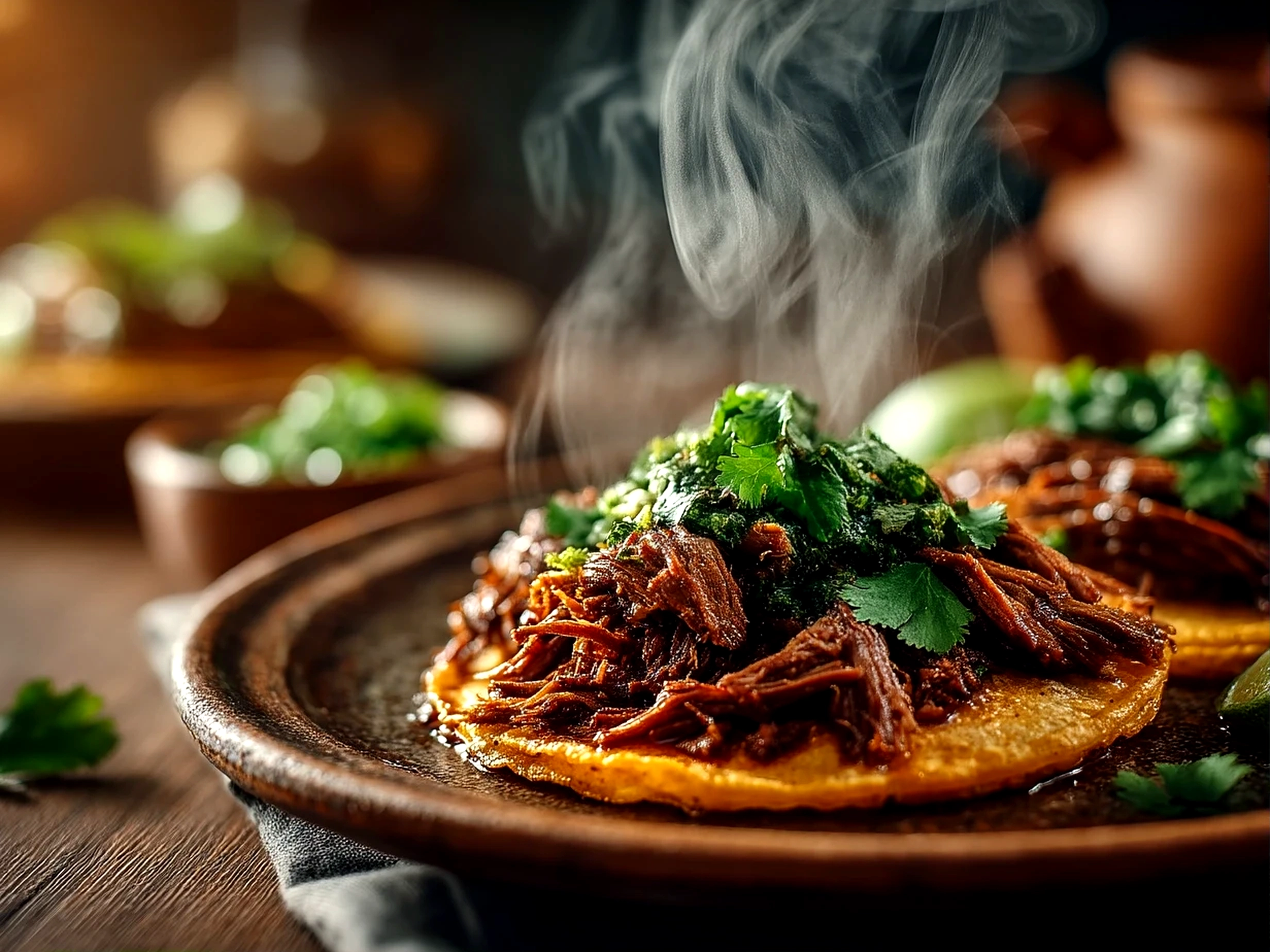 Freshly prepared Birria Tacos with rich inviting texture
