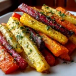 Freshly prepared Maple Carrot Fries on white plate