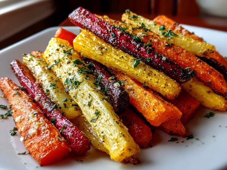 Freshly prepared Maple Carrot Fries on white plate