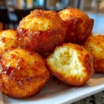 Freshly prepared Southern Honey Butter Cornbread Poppers plated on white dish