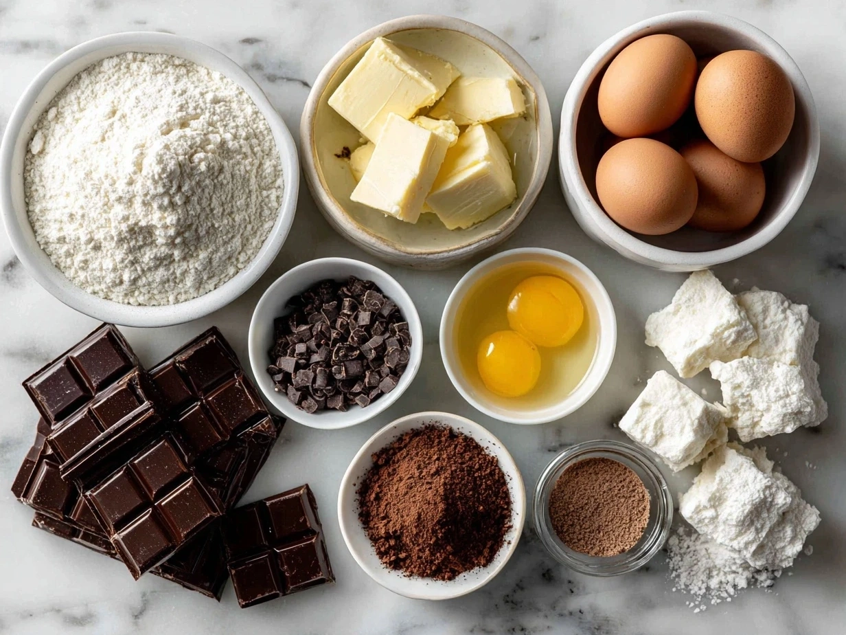 Ingredients for Hidden Heart Chocolate Loaf Cake