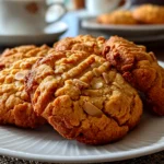 Home cook, iPhone 14. Close-up slight angle of delicious peanut butter cookies on white plate. Rich inviting --ar 4:3 --style raw --s 245