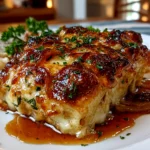 Homemade French Onion Chicken Bake Close-up