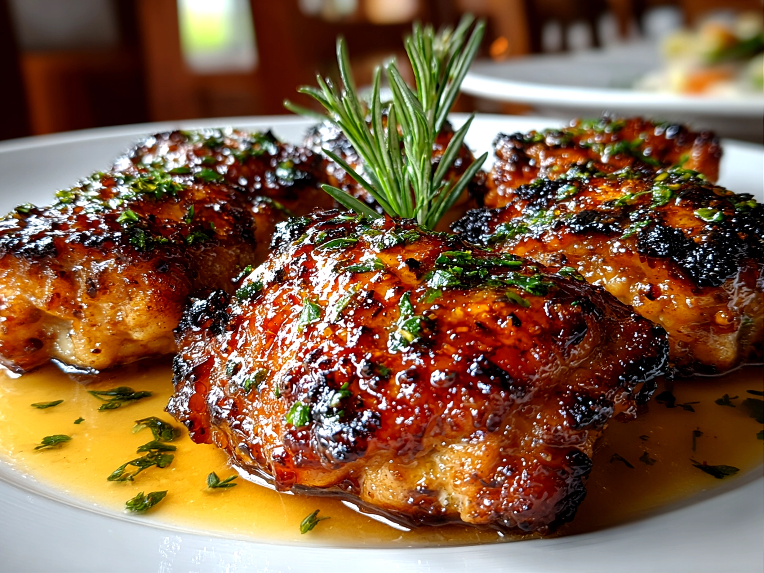 Homemade Honey Garlic Chicken Thighs Close-up