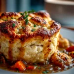 homemade turkey pot pie with biscuit topping