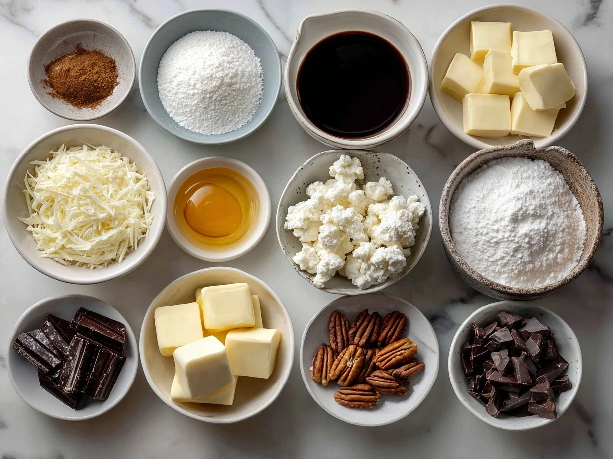 Ingredients for Festive Mini Christmas Cakes with Ganache