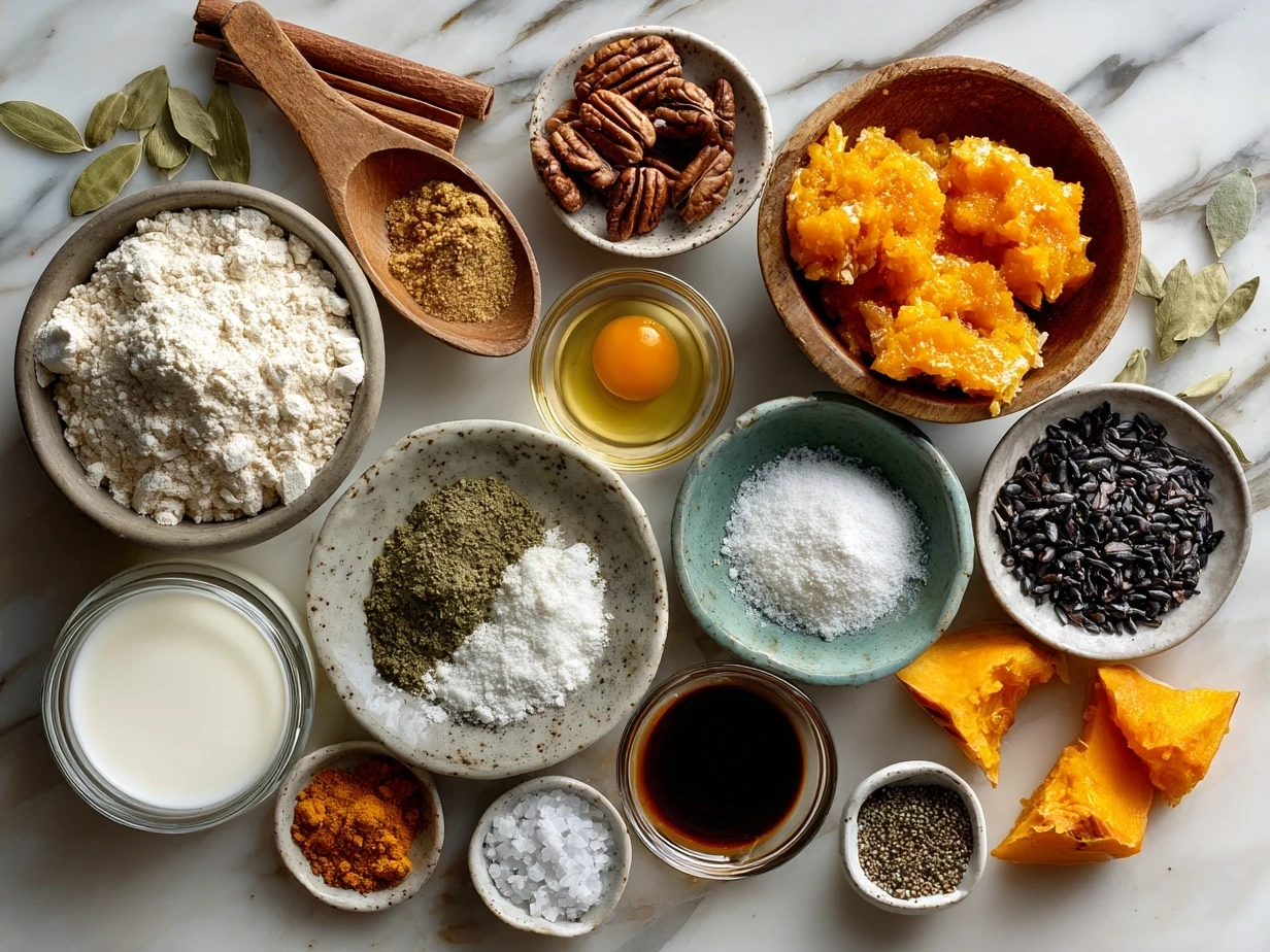 Ingredients for Pumpkin Quesadillas including pumpkin puree, shredded cheese, tortillas, and spices