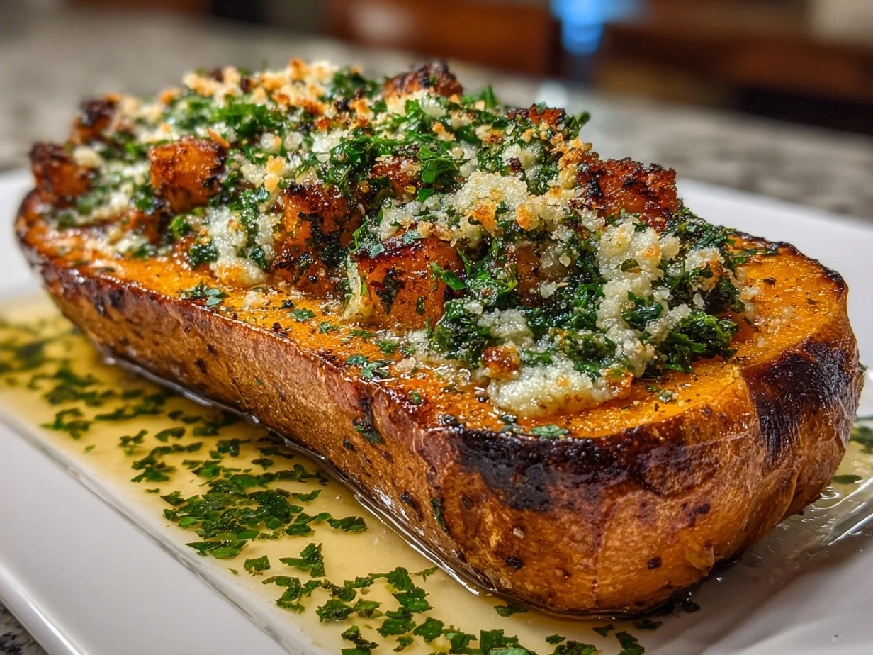 Finished Simanim Stuffed Butternut Squash ready to serve