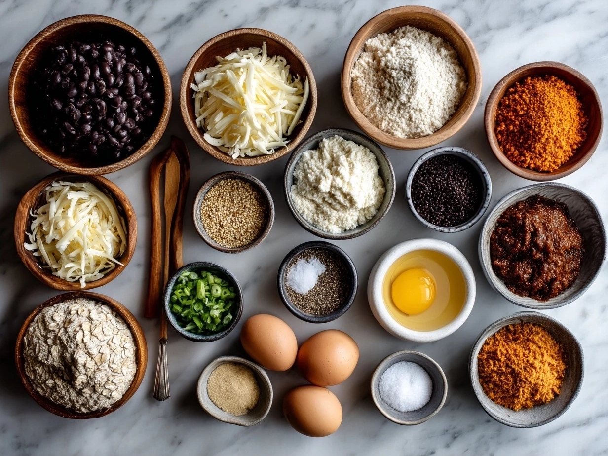 Ingredients for Sweet Potato Black Bean Enchiladas including sweet potatoes, black beans, corn, and enchilada sauce