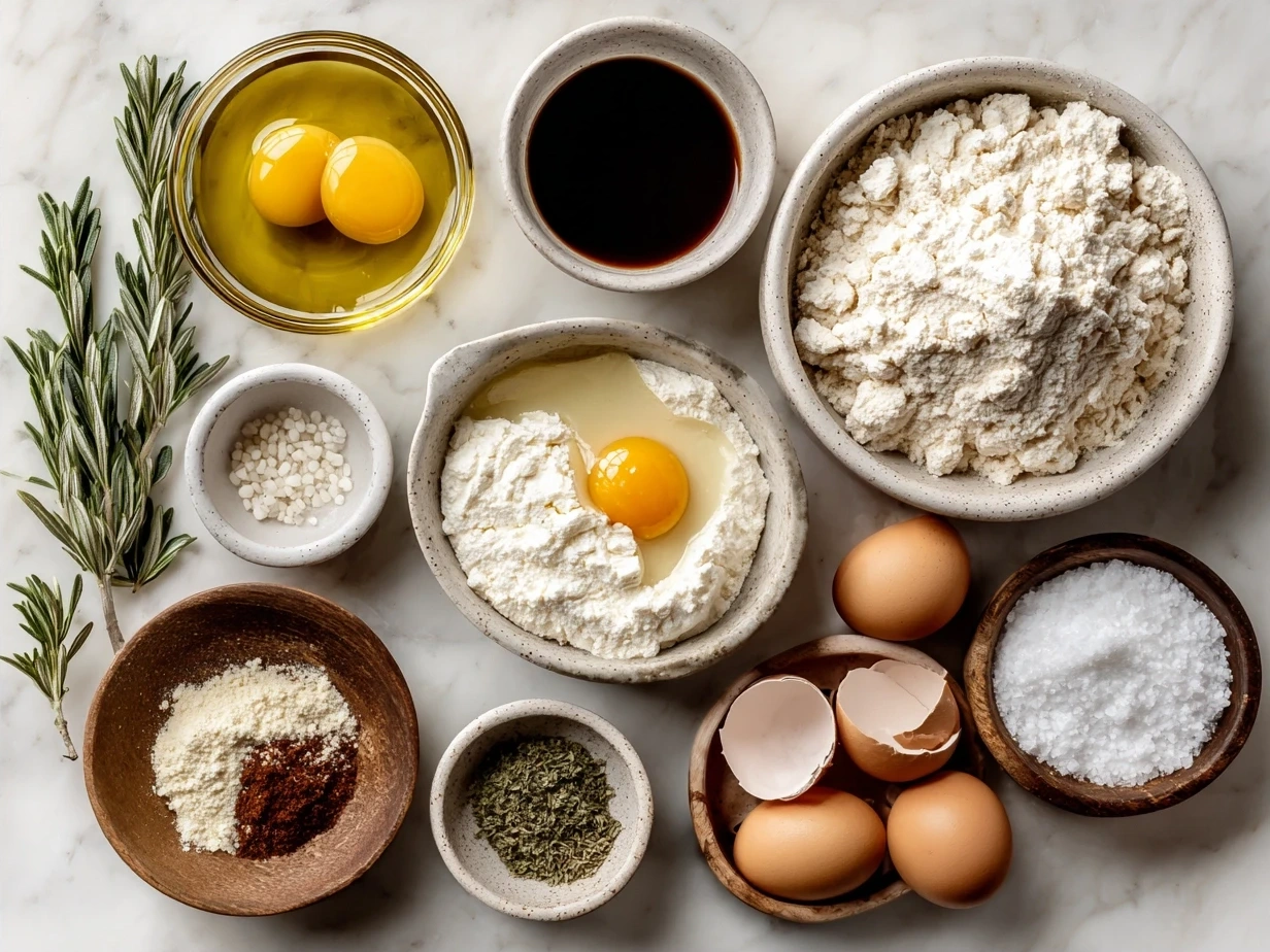 Ingredients laid out for making Touchdown Calzones including pizza dough, ricotta, mozzarella, pepperoni, bell pepper, and olives.