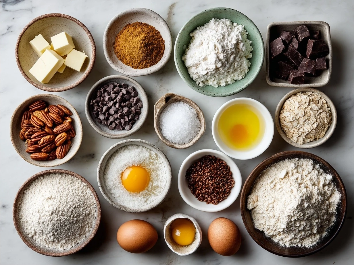 Ingredients for Breakfast Protein Biscuits including flour, protein powder, butter, buttermilk, and egg