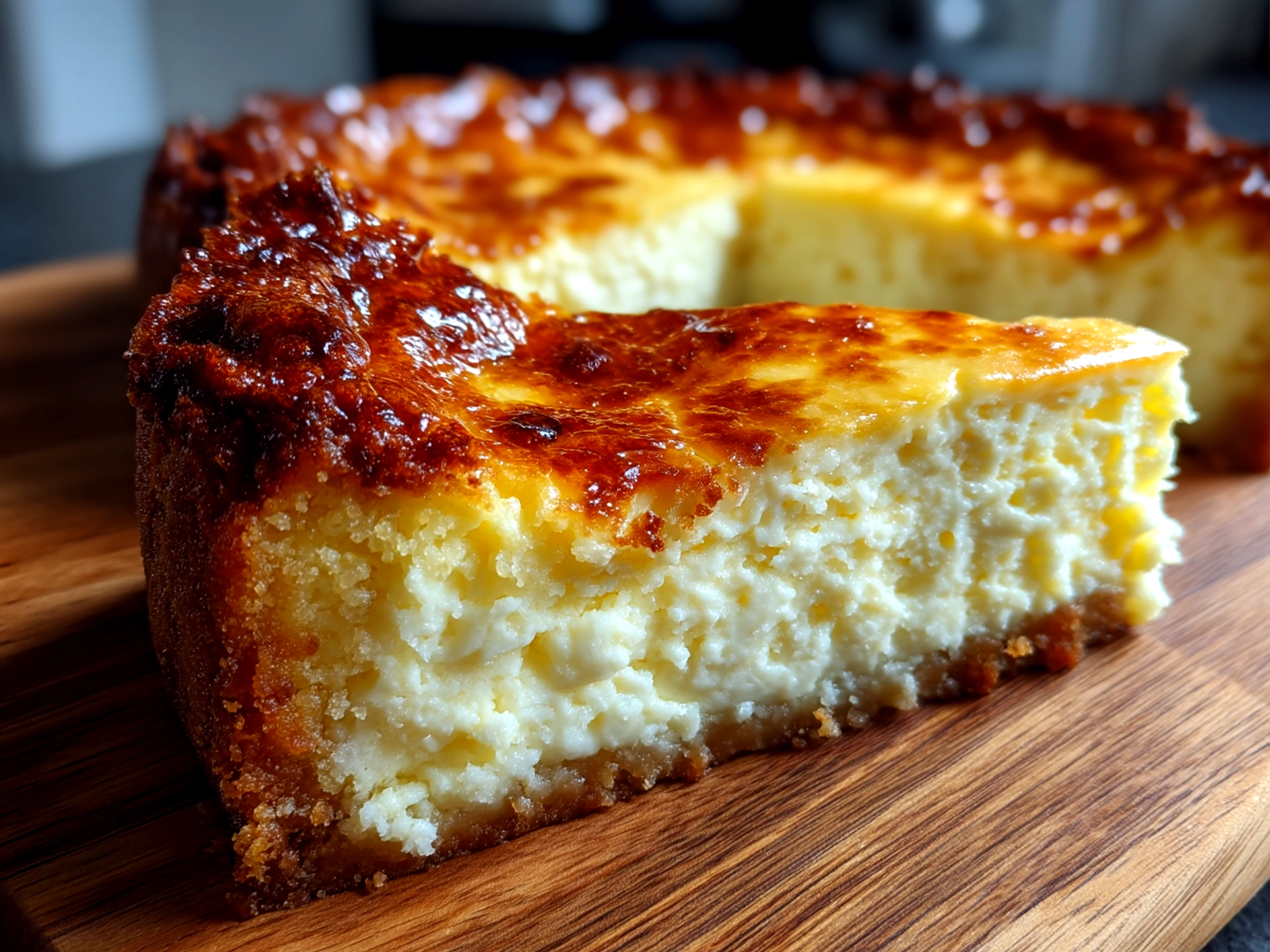 A serving of homemade Cheesecake Slab topped with fresh berries and whipped cream