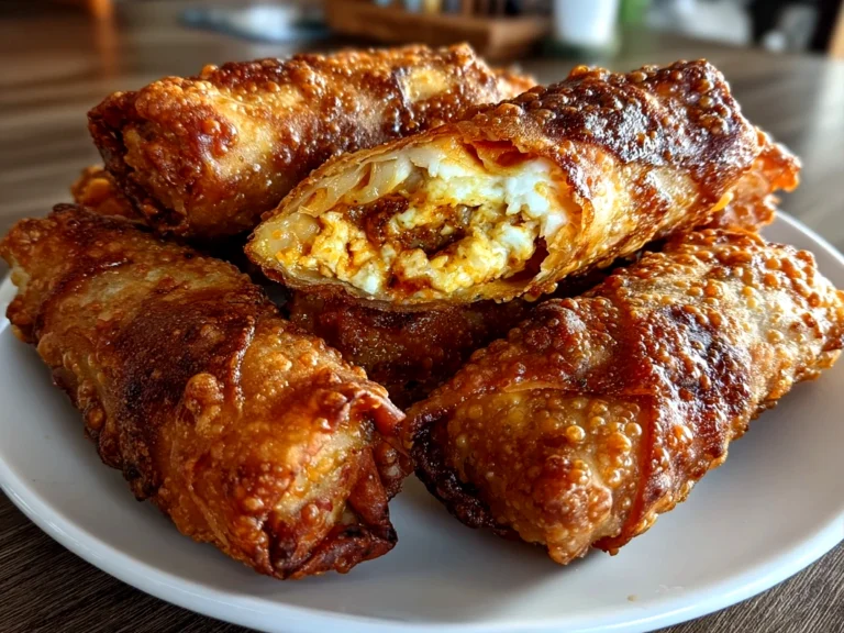 Close-up of homemade Buffalo Chicken Dip Egg Rolls