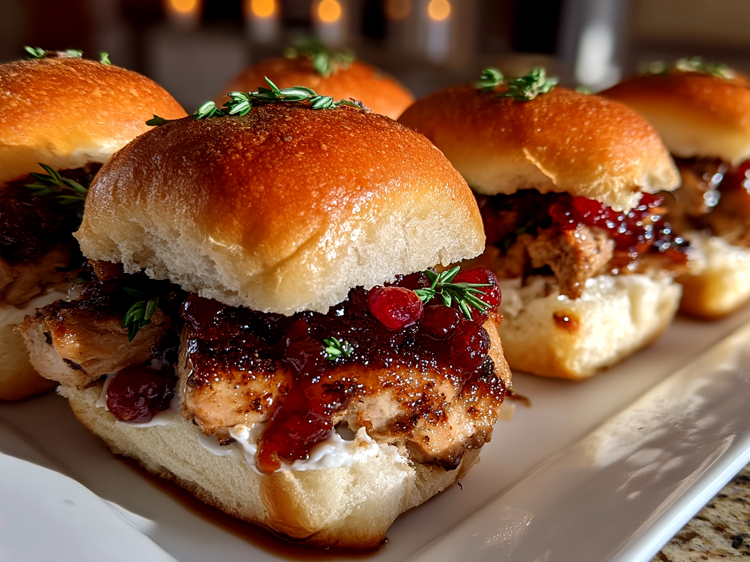 Plated Cranberry Turkey Sliders ready to serve
