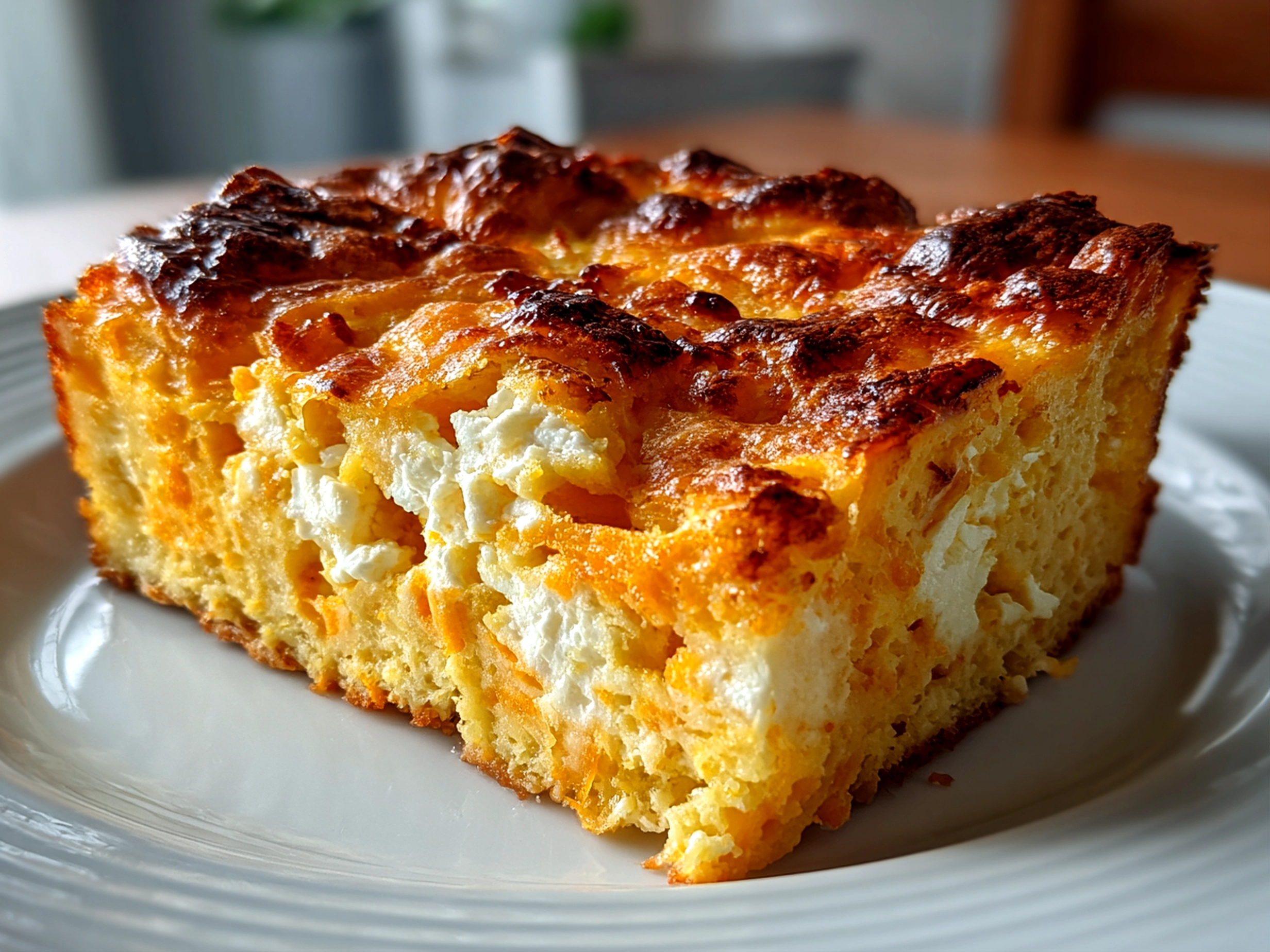 Delicious Pumpkin Cottage Cheese Bake on white plate
