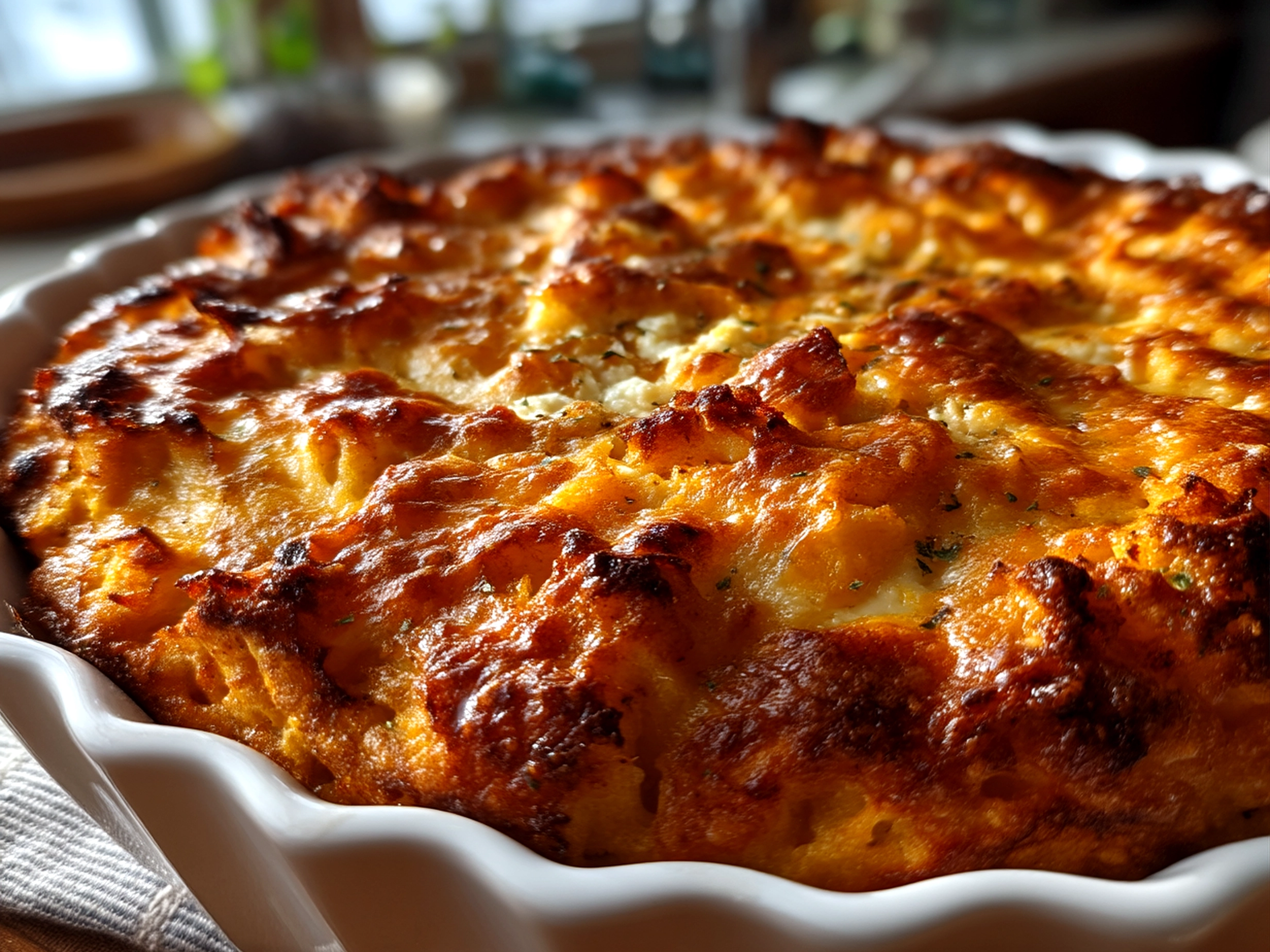 Close up of finished Pumpkin Cottage Cheese Bake