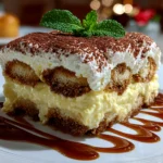 Freshly prepared Limoncello Tiramisu close-up