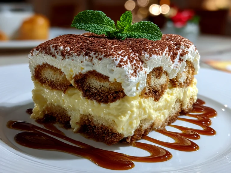 Freshly prepared Limoncello Tiramisu close-up