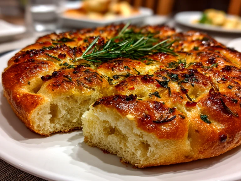 Home kitchen, taken with iPhone 15 Pro. Close-up slight angle of freshly prepared focaccia decorative loaf on white plate. Warm appetizing --ar 4:3 --style raw --s 230