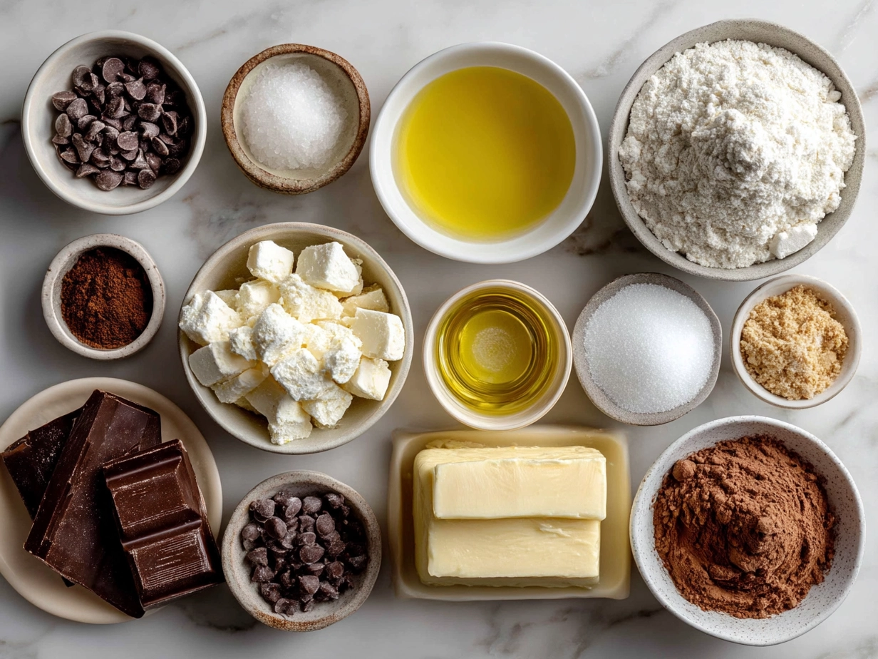 Ingredients for No Fail Fudge including chocolate chips, sweetened condensed milk, butter, and vanilla