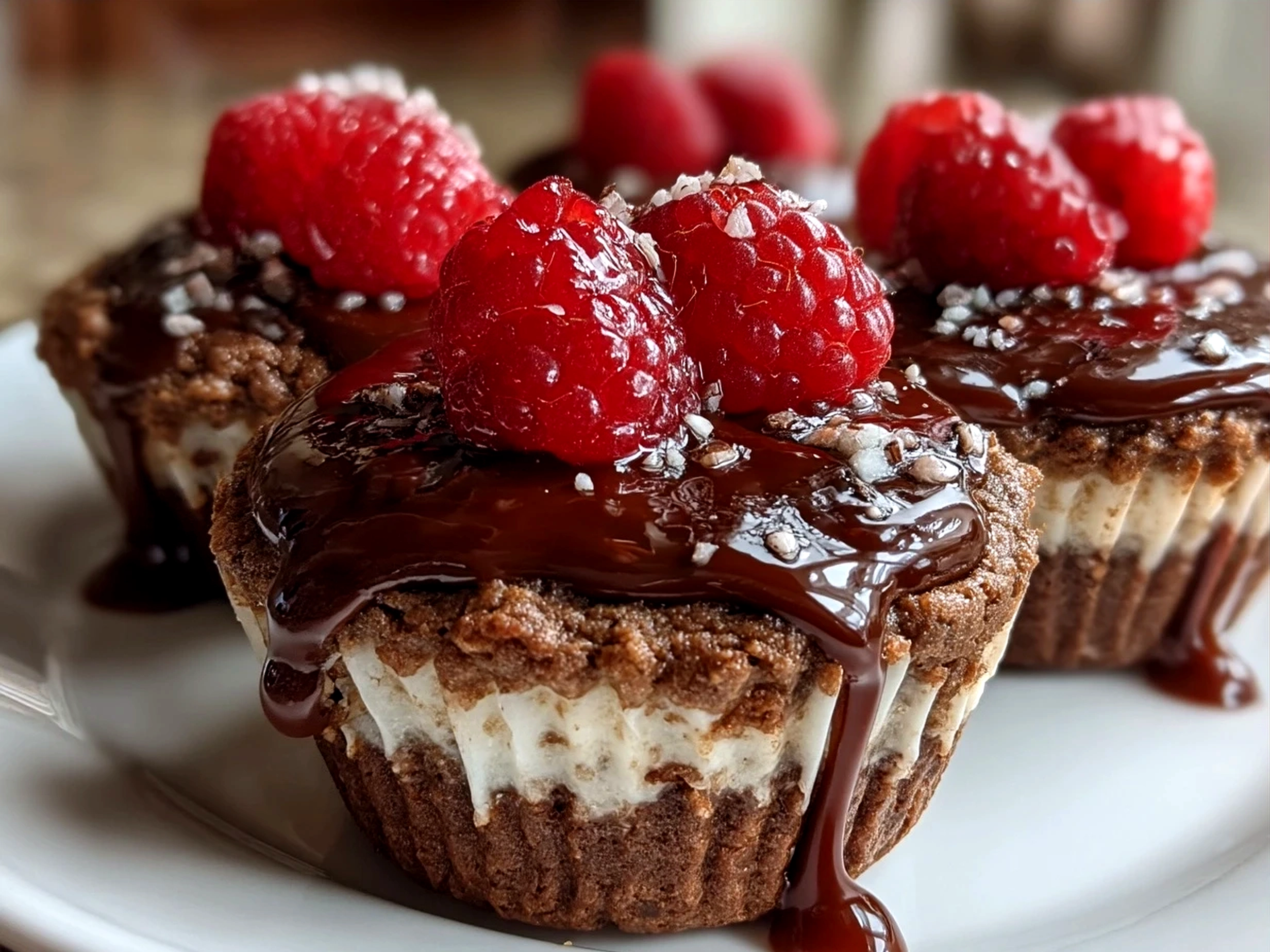 Serving Raspberry Chocolate Lava Cupcakes