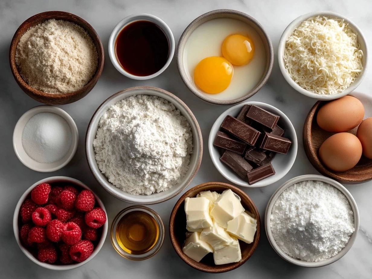 Ingredients for Raspberry Chocolate Lava Cupcakes