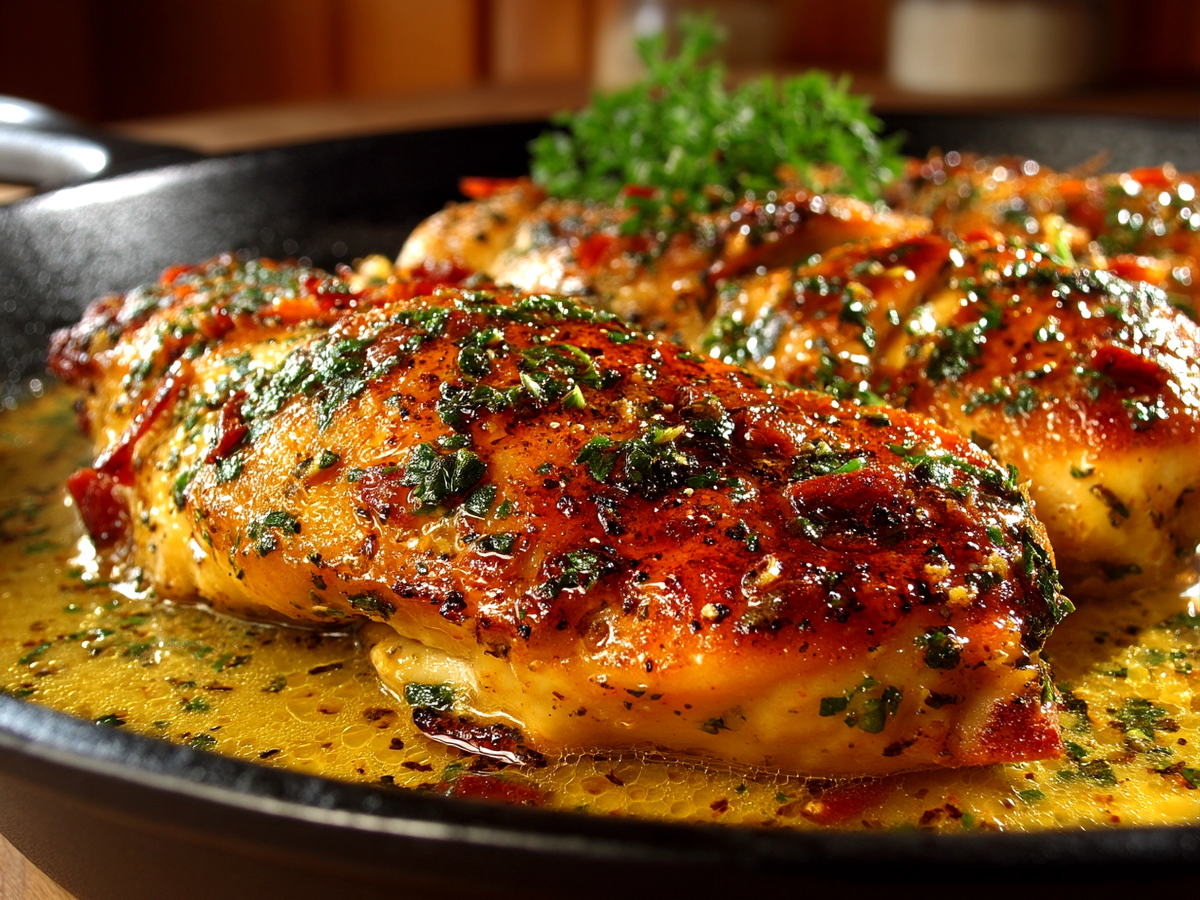 Close-up of finished creamy Marry Me Tuscan Chicken served on a plate