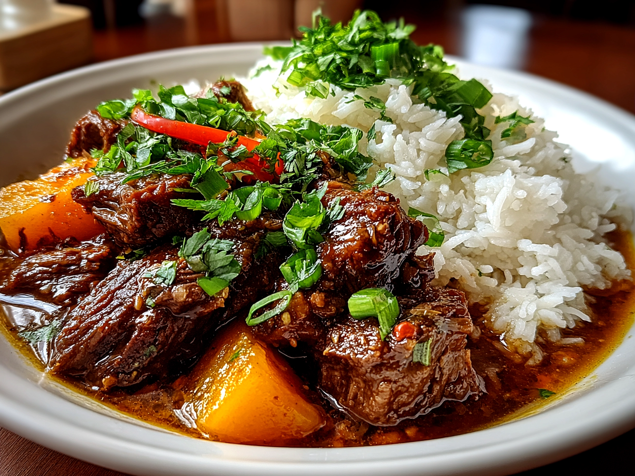 Slow Cooker Garlic Butter Beef close-up on white plate